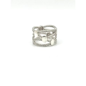 Mia, Sterling Silver 925 Ring, Art Nouveau, Brushed Finished Sterling Silver Ring, Clear Zirconia Stones