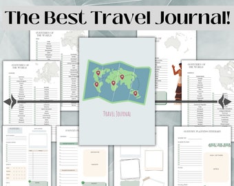 Travel Journal with World Maps, List of all the World Countries, Travel Memories Diary