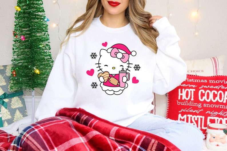 Hello Kitty Concha Crewneck, Hello Kitty Xmas Sweater, Cute Holiday