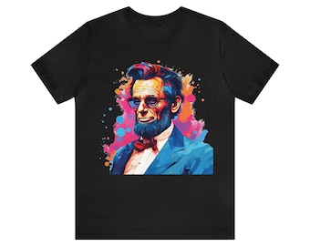 エイブラハム リンカーン T シャツ、リンカーン グラフィティ T シャツ ギフト、リンカーン T シャツ、リンカーン シャツ、ユニセックス リンカーン ジャージ 半袖 T シャツ