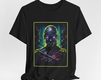 Koszulka Cyberpunk Robot, Koszulka artystyczna Cyberpunk, Koszulka unisex