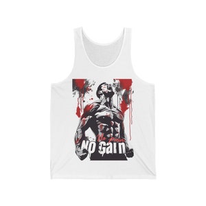 No Pain, No Gain. Gym Motivation. Unisex Jersey Tank