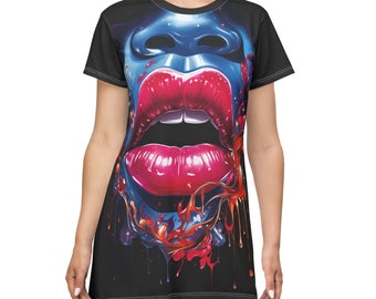 Frauen Lippen T-Shirt Kleid, Lippen Kleid für Frau