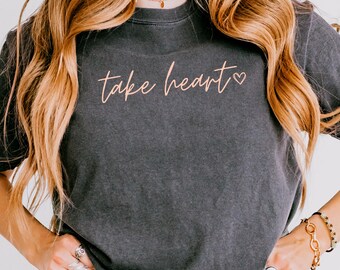 Take Heart Shirt - John 16:33 - 100% Cotton Christian Tee - Scripture Shirts  - Comfort Colors Shirt