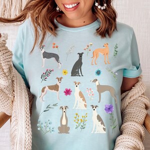 Greyhound Wildflower shirt, Greyhound shirt, Greyhound gift, Greyhound mom, Greyhound gifts Heather Ice Blue