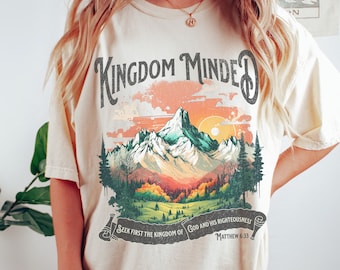 Camiseta Kingdom Minded, camisetas cristianas, camisetas con versículos bíblicos, camiseta bohemia con inspiración religiosa, regalo para un amigo cristiano, regalo para una mamá cristiana.