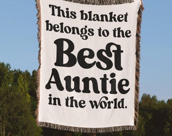 Best Auntie 100% Cotton Woven Blanket, Auntie Gift from Niece Nephew, Gift for Aunt, Auntie Christmas Present, Sister in Law Gift