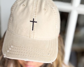 Christian Cross Hat, Embroidered Cross Hat, Minimalist Christian Gift, Christian Mom Christian Wife Gifts for Her