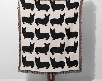 Corgi 100% Cotton Woven Throw Blanket, Pembroke Welsh Corgi Gifts, Corgi Dog Mom Gift, Corgi Dog Home Decor, Corgi Lover Gift