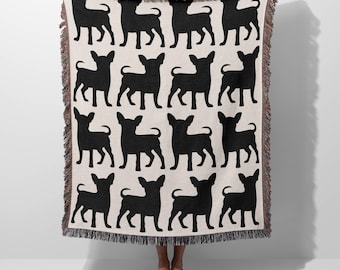 Chihuahua 100% Cotton Woven Throw Blanket, Chihuahua Gifts, Chihuahua Dog Mom Gift, Chihuahua Home Decor, Unique Chihuahua Present