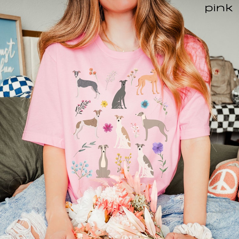 Greyhound Wildflower shirt, Greyhound shirt, Greyhound gift, Greyhound mom, Greyhound gifts Pink