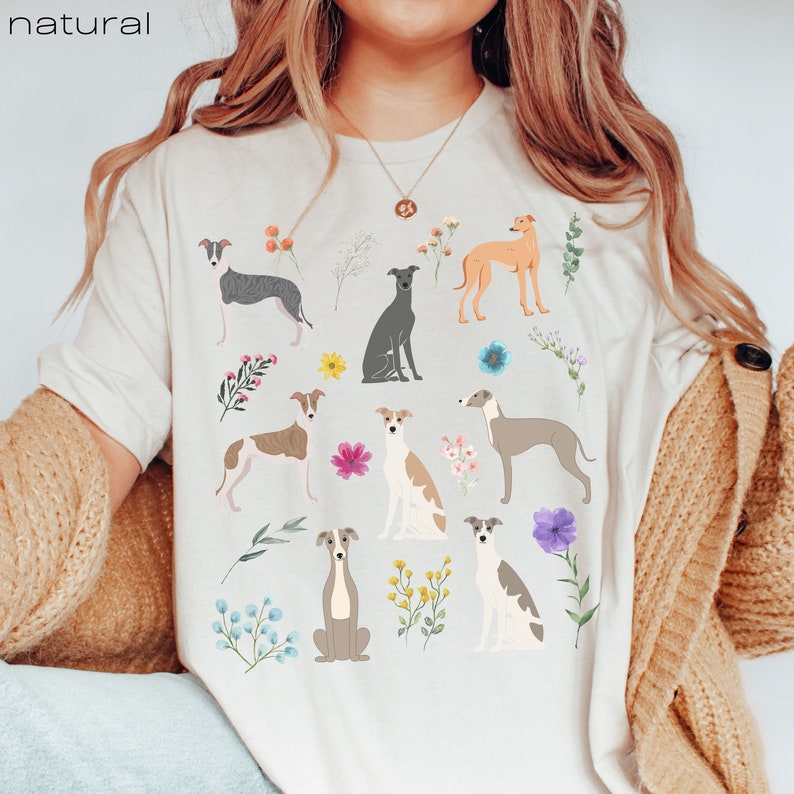 Greyhound Wildflower shirt, Greyhound shirt, Greyhound gift, Greyhound mom, Greyhound gifts Natural