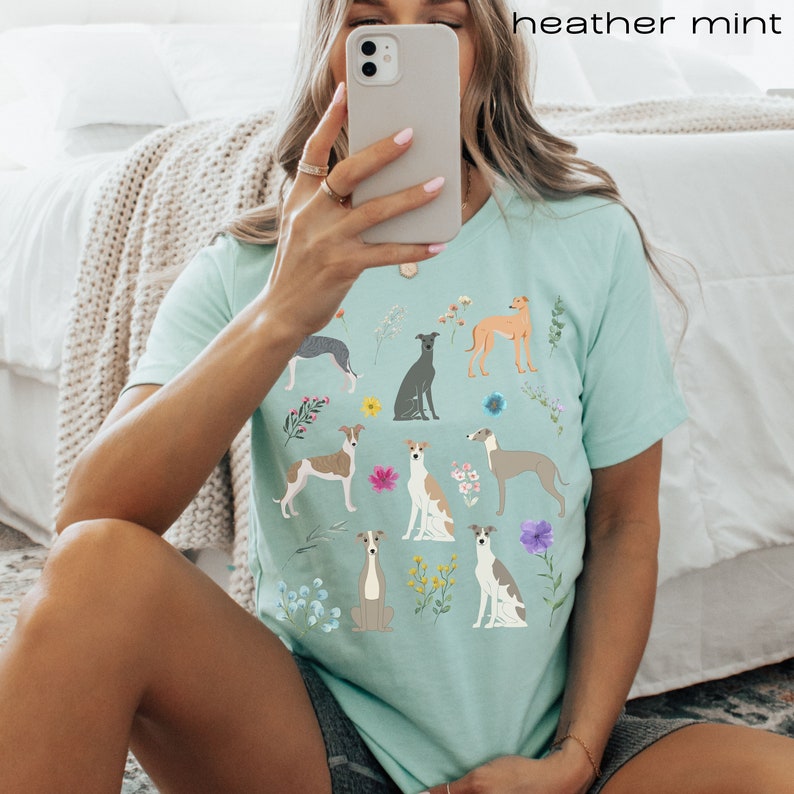 Greyhound Wildflower shirt, Greyhound shirt, Greyhound gift, Greyhound mom, Greyhound gifts Heather Mint