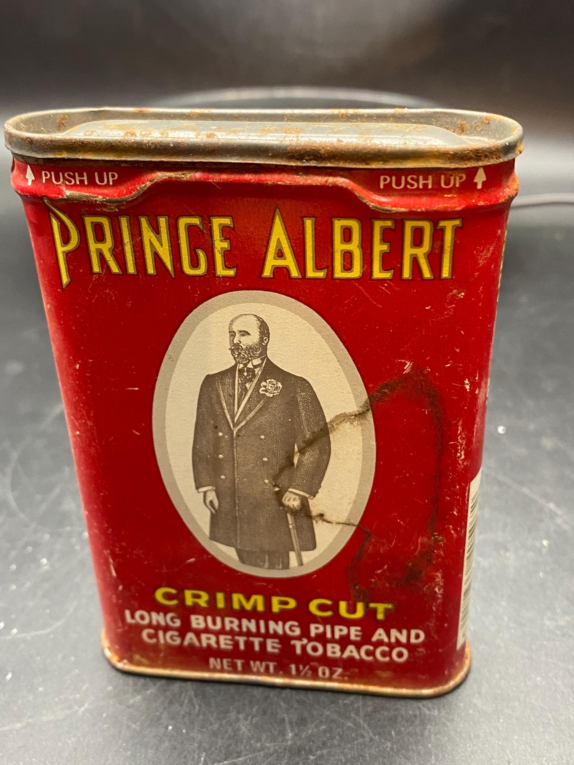 prince albert crimp cut tobacco can Vintage Long Burning Pipe And Cigarette Tin Prince Albert Crimp Cut Tobacco