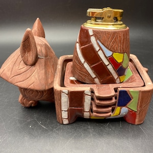Donkey Wagon Ashtray set w Lighter Japan