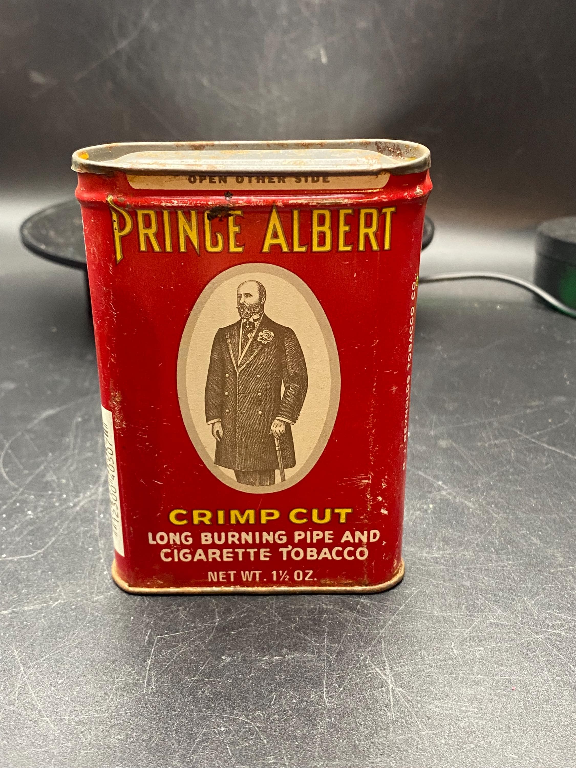 prince albert tobacco tin 1907 Prince Albert Crimp Cut tobacco tin