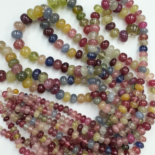 Multi Color Sapphire Beads Rondelle Smooth Polish