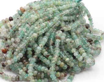 Chalcedony, Aqua Chalcedony Smooth Roundel Beads