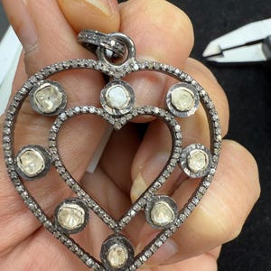 Heart Diamond Slices Pendants, Genuine handmade diamond Pendant