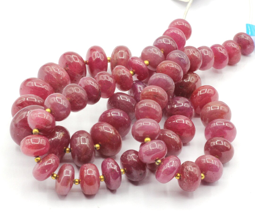 Ruby Smooth Roundel Beads, Natural Ruby - Etsy