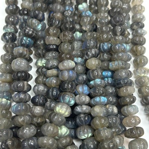 Labradorite melon beads, Labradorite Carved Pumpkin Beads