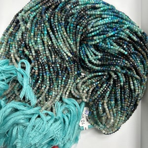 Chrysocolla Beads Faceted Box, Square Beads Faceted