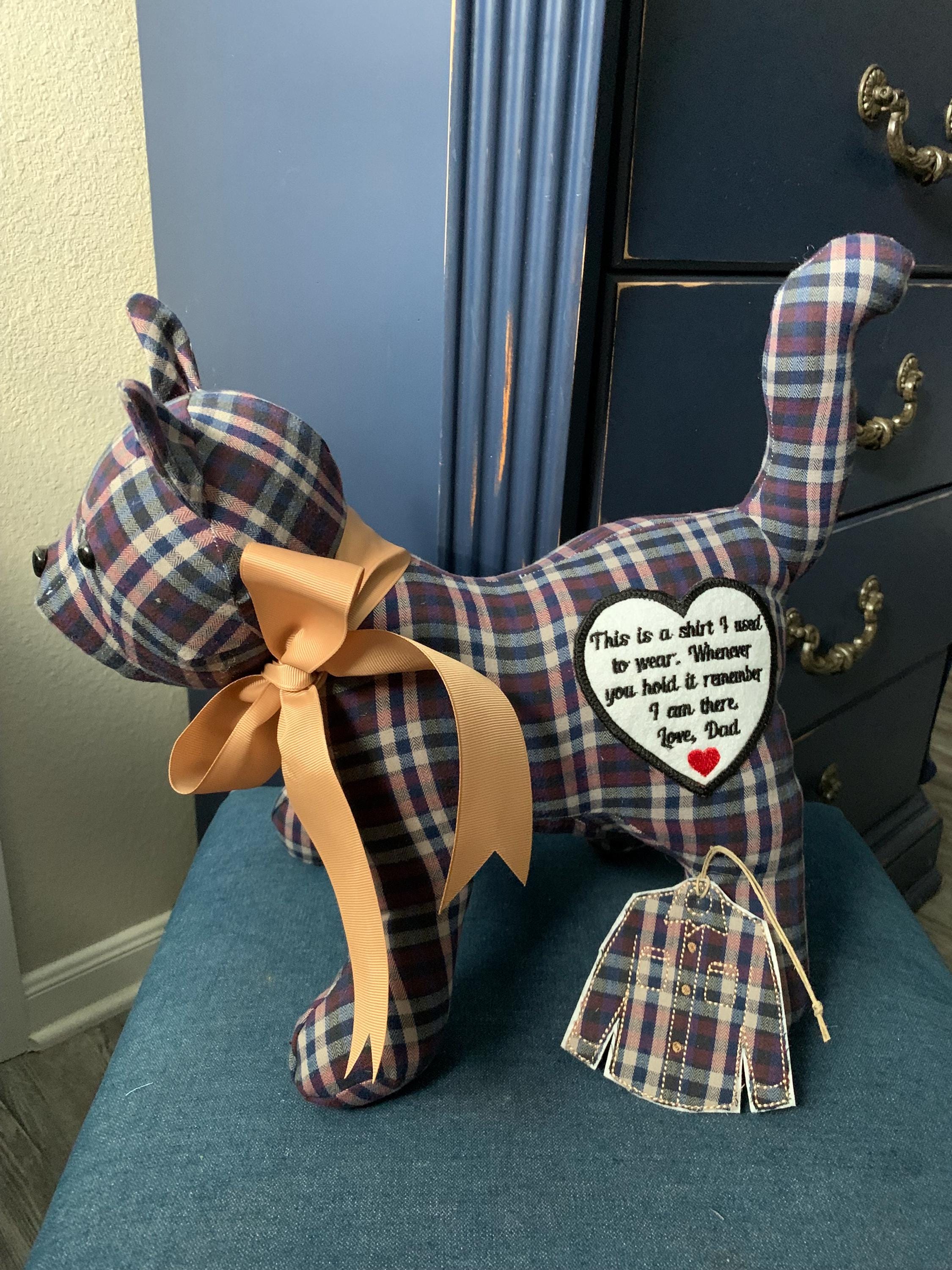 Custom Memory Animals Memory Keepsake Cat, Custom Stuffed Animal Made From Clothing - Etsy