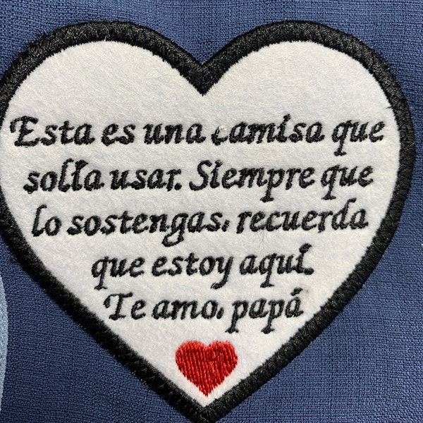 Memory patch in Spanish, Sew on Memory patch, Patch for memory bears, keepsake patch