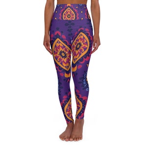 Purple Flowers High Waisted Yoga Leggings