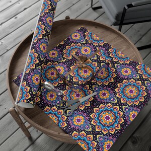 Black Mandala Gift Wrap Paper