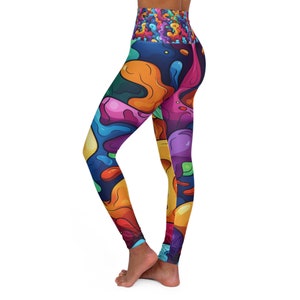 Cartoon Googly lLnes High Waisted Yoga Leggings