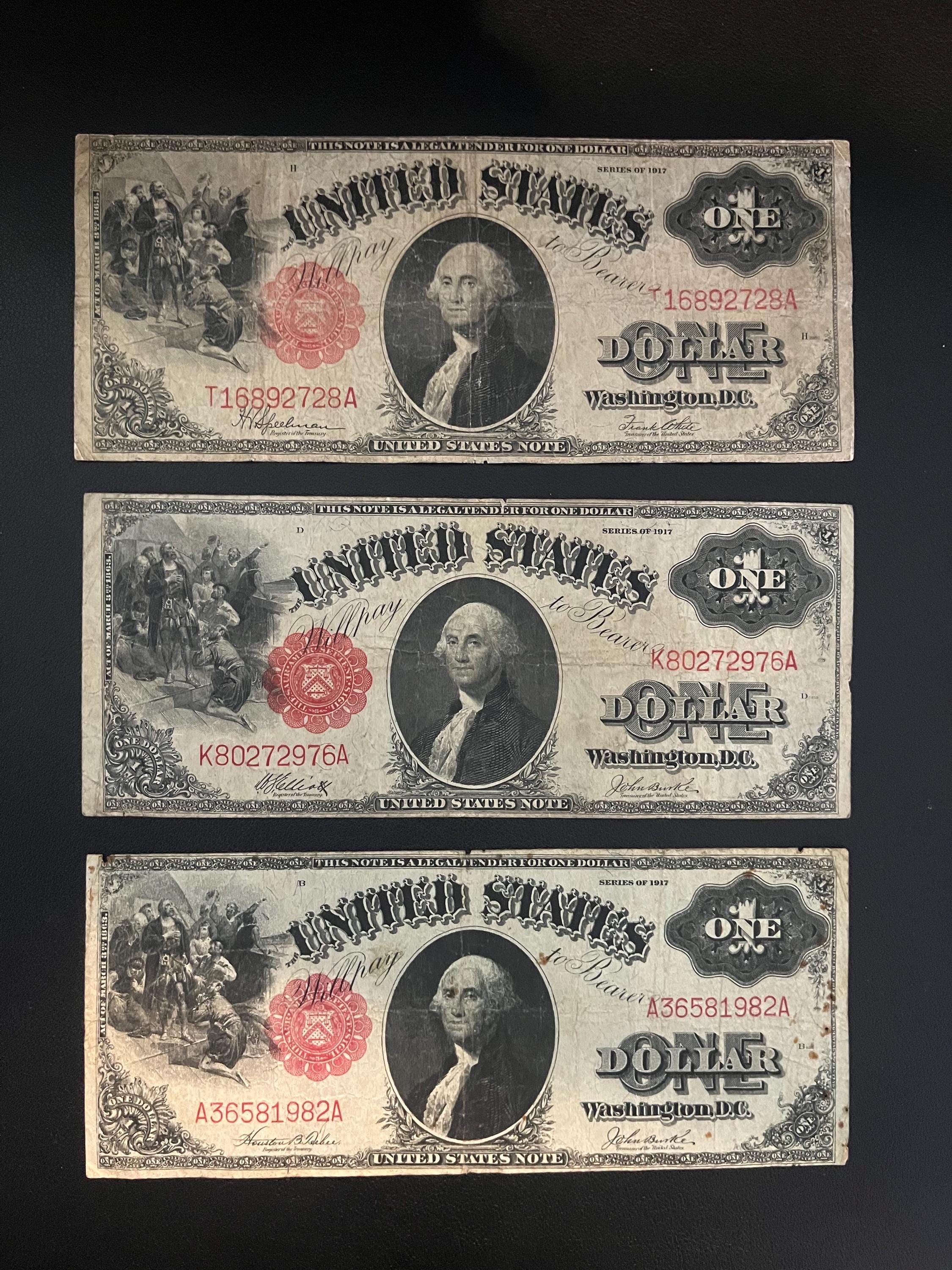 1917 1 Dollar Bill Large Size Old Paper Money United States Rare Currency From Estate Lot Legal Tender Note SAWHORSE