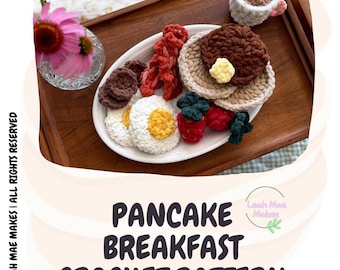 Pfannkuchen Frühstücksset Häkelanleitung: Play Food, Kaffee, Bacon (Digitaler Download)