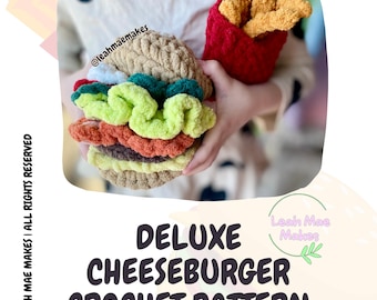 Cheeseburger Set Crochet Pattern: Play Food with Fries & Rings (Digital Download)