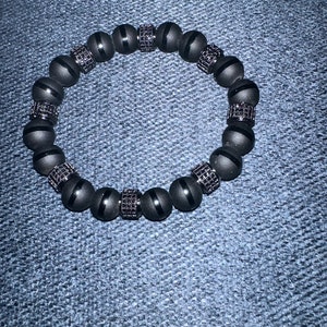 Black Obsidian with Black Jewel Accents Bracelet