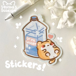 Drink Water Corgi against Water Bottle Sticker | Corgi Dog Stickers | Funny Kawaii Cute Stickers | Laptop / Water Bottle / Car Stickers