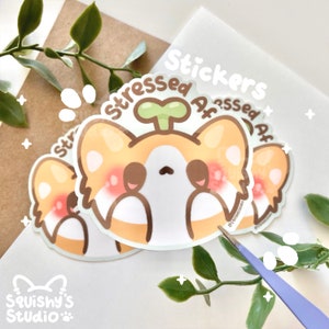 Stressed Af Corgi Sticker | Corgi Dog Stickers | Funny Kawaii Cute Stickers | Laptop/Water Bottle/Car Stickers