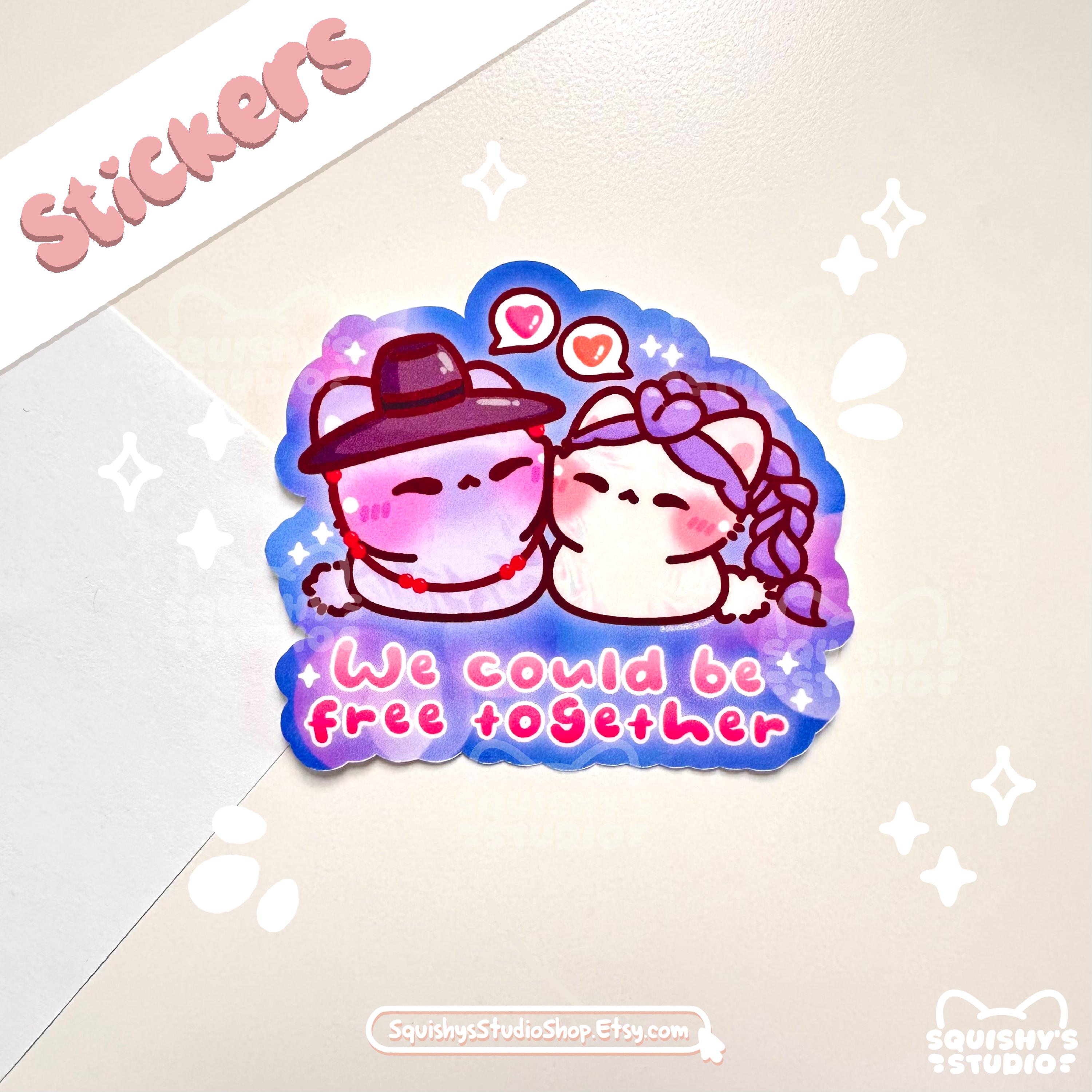 Rumi x Jinu Cat Sticker | Rujinu Free Together KDH Sticker | Funny Kawaii Cute Stickers | Laptop/Water Bottle/Journal Stickers