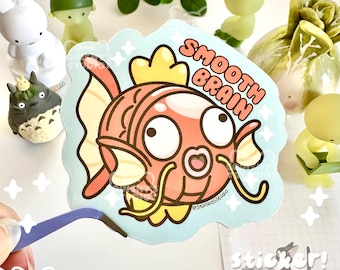 Smooth Brain Magikarp Stickers | Kawaii Dumb Magikarp Stickers | Kawaii/Funny/Cute Stickers | Laptop/Water Bottle Stickers