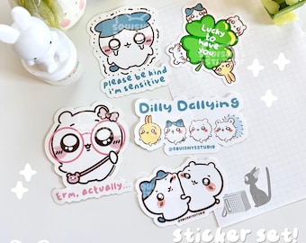 Chiikawa Characters Hachiware, Usagi, Momonga, Chiikawa Sticker Set | 5 Sticker Set/Pack | Kawaii/Funny/Cute Chiikawa Stickers