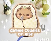 Gimme Cuddles Or Else Bear Burrito Sticker | Kawaii Bear Stickers | Funny Kawaii Cute Stickers | Laptop/Water Bottle/Car Stickers