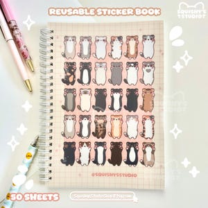 Cute Cat Collection Reusable Sticker Book 50 Sheets | Funny Kawaii Cute Sticker Collection Book, STICKER BOOK