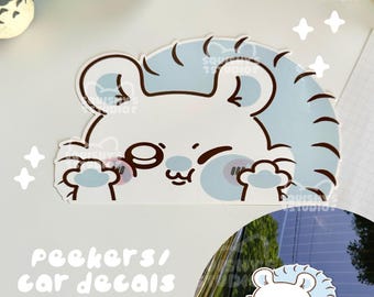 Momonga Chiikawa Smooshed On Glass Peep Car Decal Bumper Sticker | Kawaii Peep Car Decal Bumper Stickers | Kawaii/Funny/Cute Stickers
