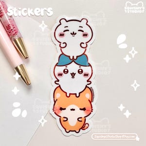 Kawaii Chiikawa and Hachiware x Squishy Stacked Sticker | Kawaii/Funny/Cute Stickers | Laptop/Water Bottle/Journal Stickers