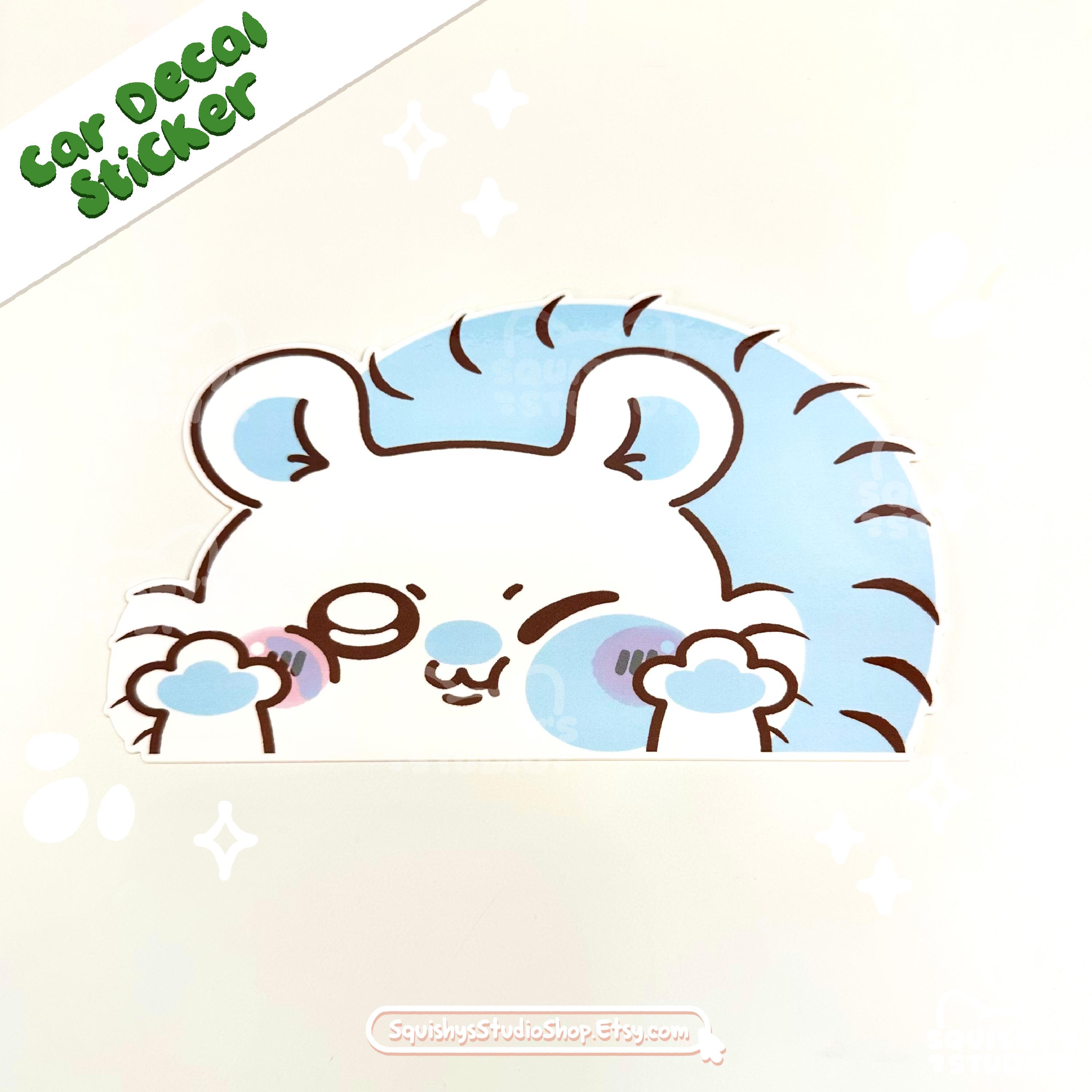 Momonga Chiikawa Smooshed On Glass Peep Car Decal Bumper Sticker | Kawaii Peep Car Decal Bumper Stickers | Kawaii/Funny/Cute Stickers