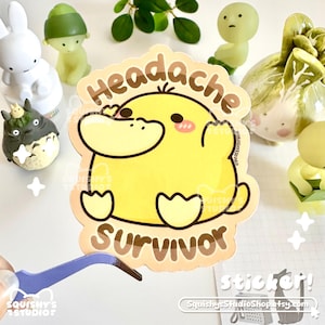 Headache Survivor Psyduck Sticker | Cute Psyduck Headache Stickers | Kawaii/Funny/Cute Stickers | Laptop/Water Bottle/Journal Stickers image 1