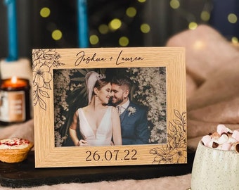 Marco de fotos de boda personalizado para parejas, regalo de boda personalizado para pareja, recuerdo de imagen del Sr. y la Sra., regalo personalizado