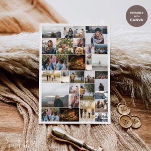 Op de afbeelding: Een collage van foto's met een groep mensen in verschillende omgevingen, waaronder een strand, een park en een bos. De foto's zijn in een rasterpatroon gerangschikt en zijn afgedrukt op een witte achtergrond. De collage is omlijst met een witte rand.