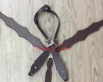 Western Brown Leather Tack Set Of Headstall and Breast Colllar