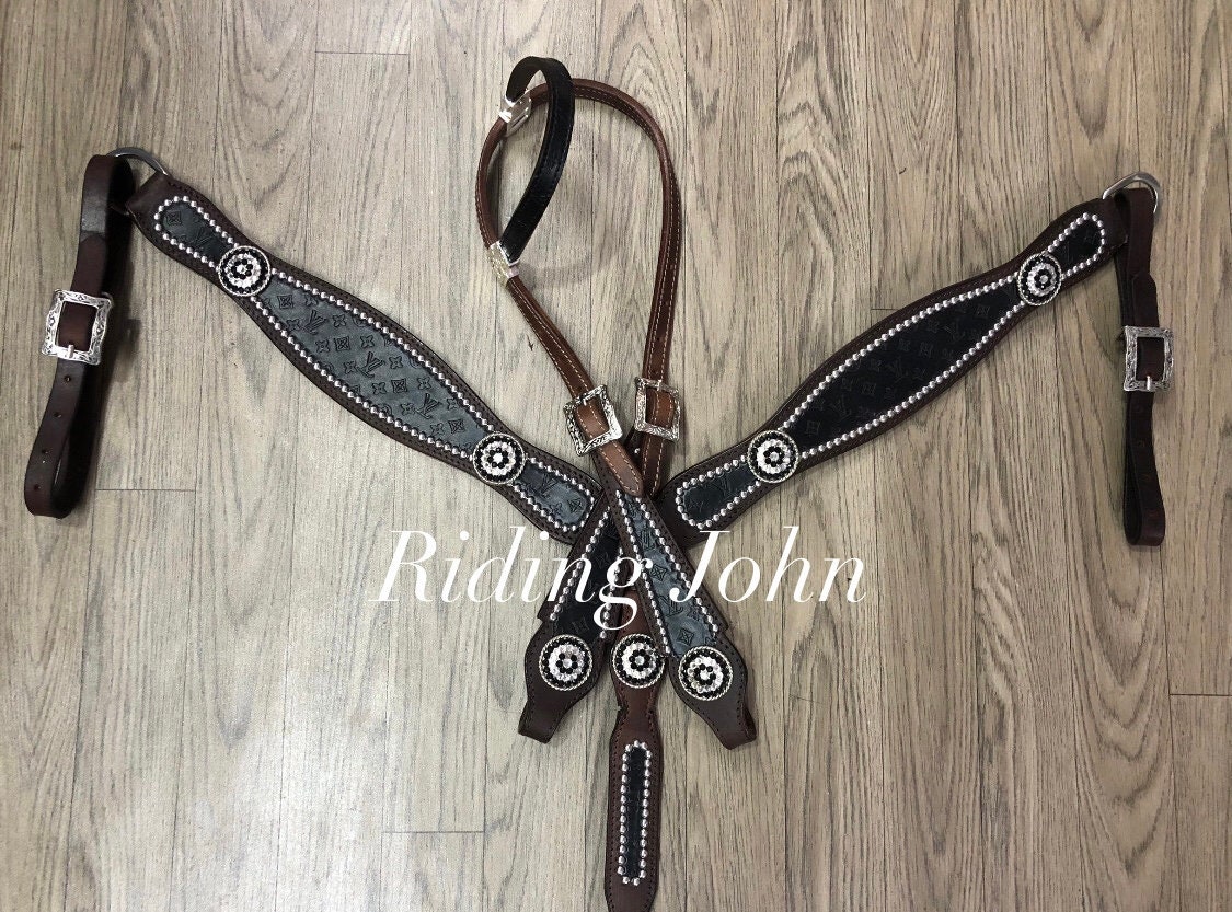 Klassy Cowgirl Argentina Cow Leather Louis Vuitton Headstall & Breast  Collar Set - Carolina Tack Supply Inc